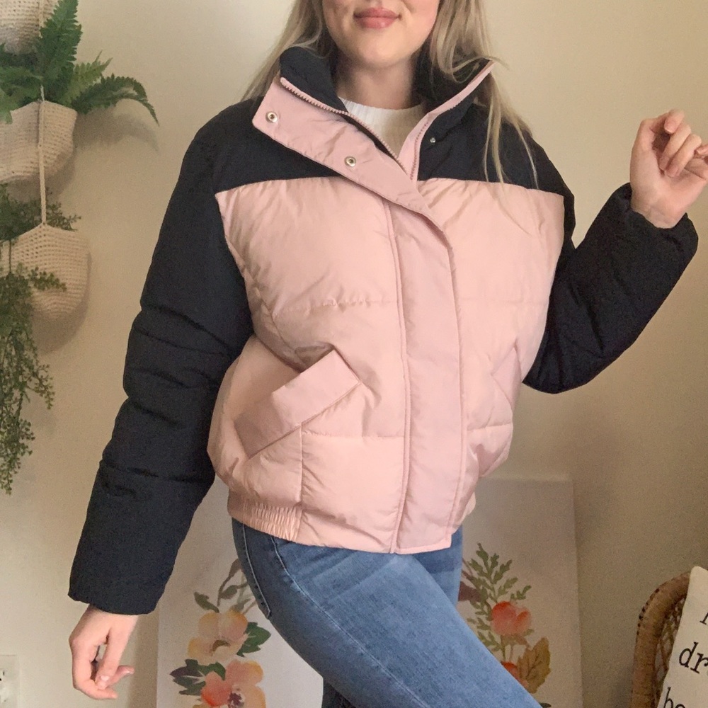 Pink & Navy Puffer Coat